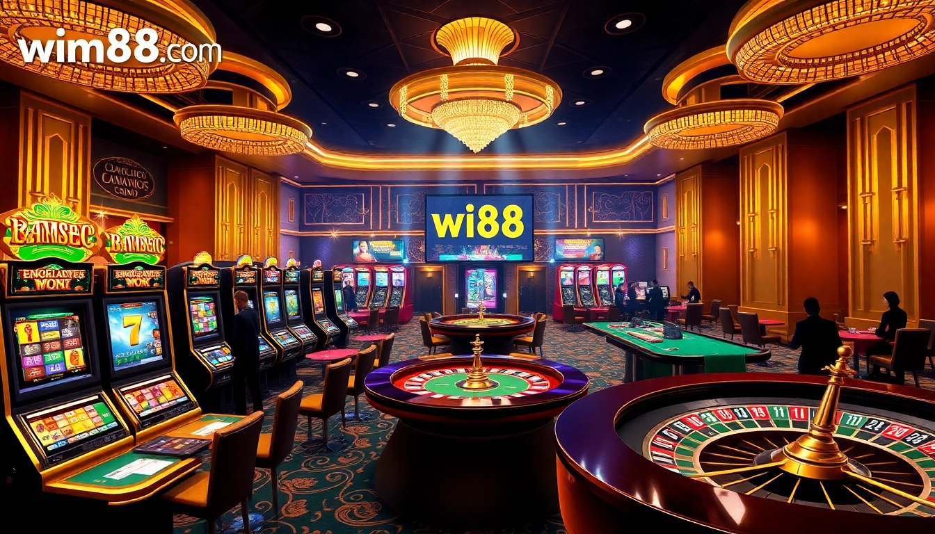 Experience thrilling gameplay at win88.com featuring vibrant slot machines and elegant tables.
