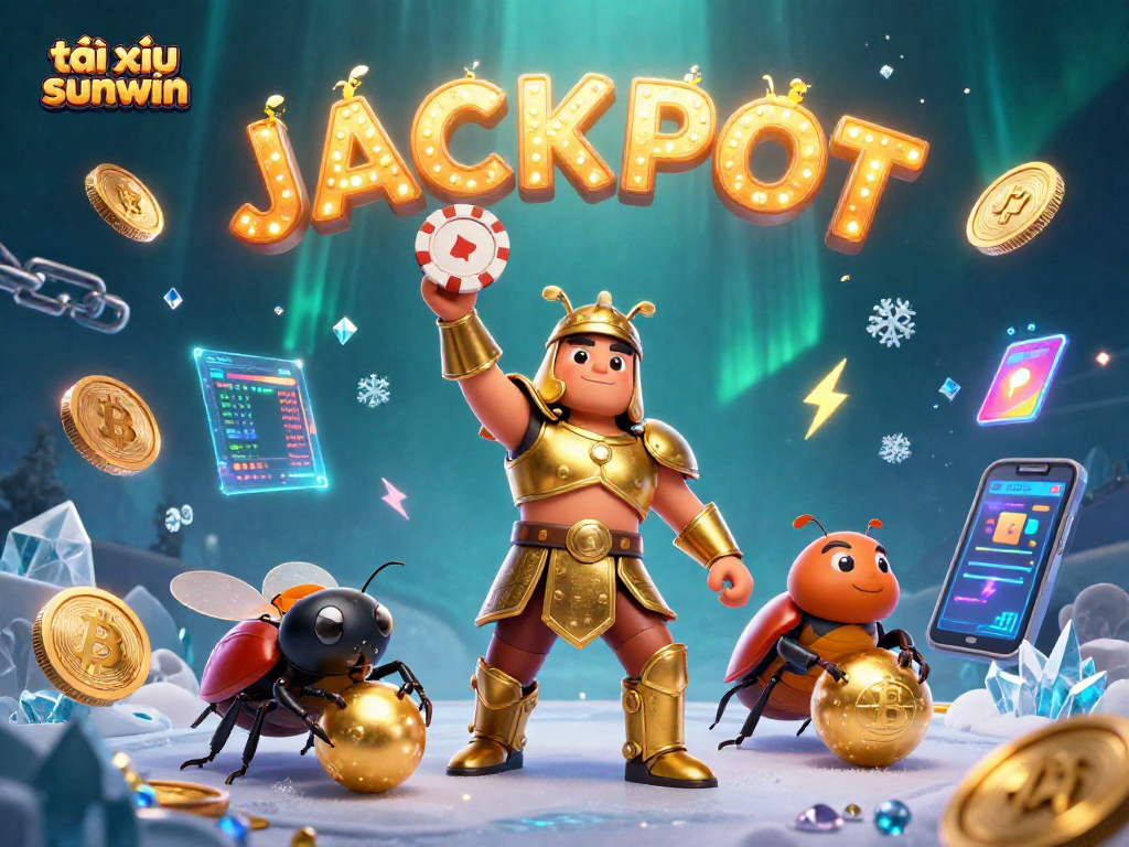 Win at tài xỉu sunwin with exciting gameplay and jackpot opportunities in a vibrant casino illustration.