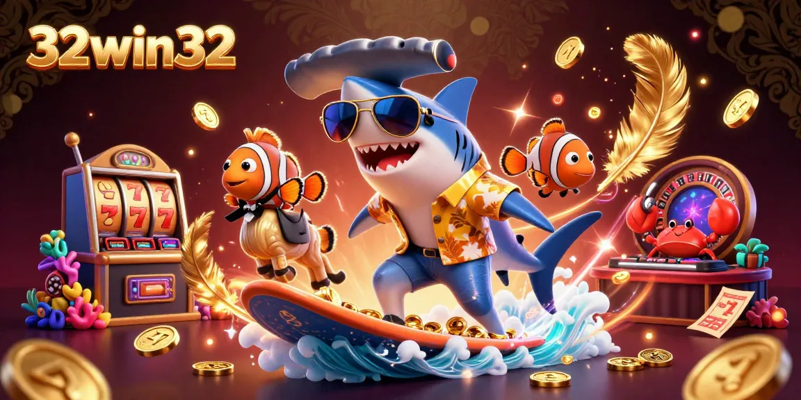 Experience thrilling slots and casino excitement with 32win32 in a vibrant underwater scene.