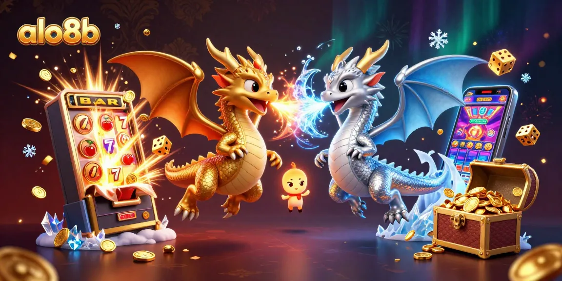 Experience thrilling wins with alo8b's rich casino atmosphere featuring vibrant dragons and jackpot elements.