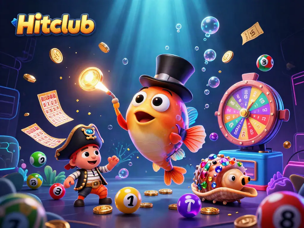 Experience the excitement of Hitclub with vibrant casino elements and dynamic underwater characters.