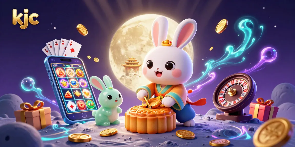 Experience thrilling online gaming with KJC, featuring a whimsical lunar scene full of exciting casino elements.