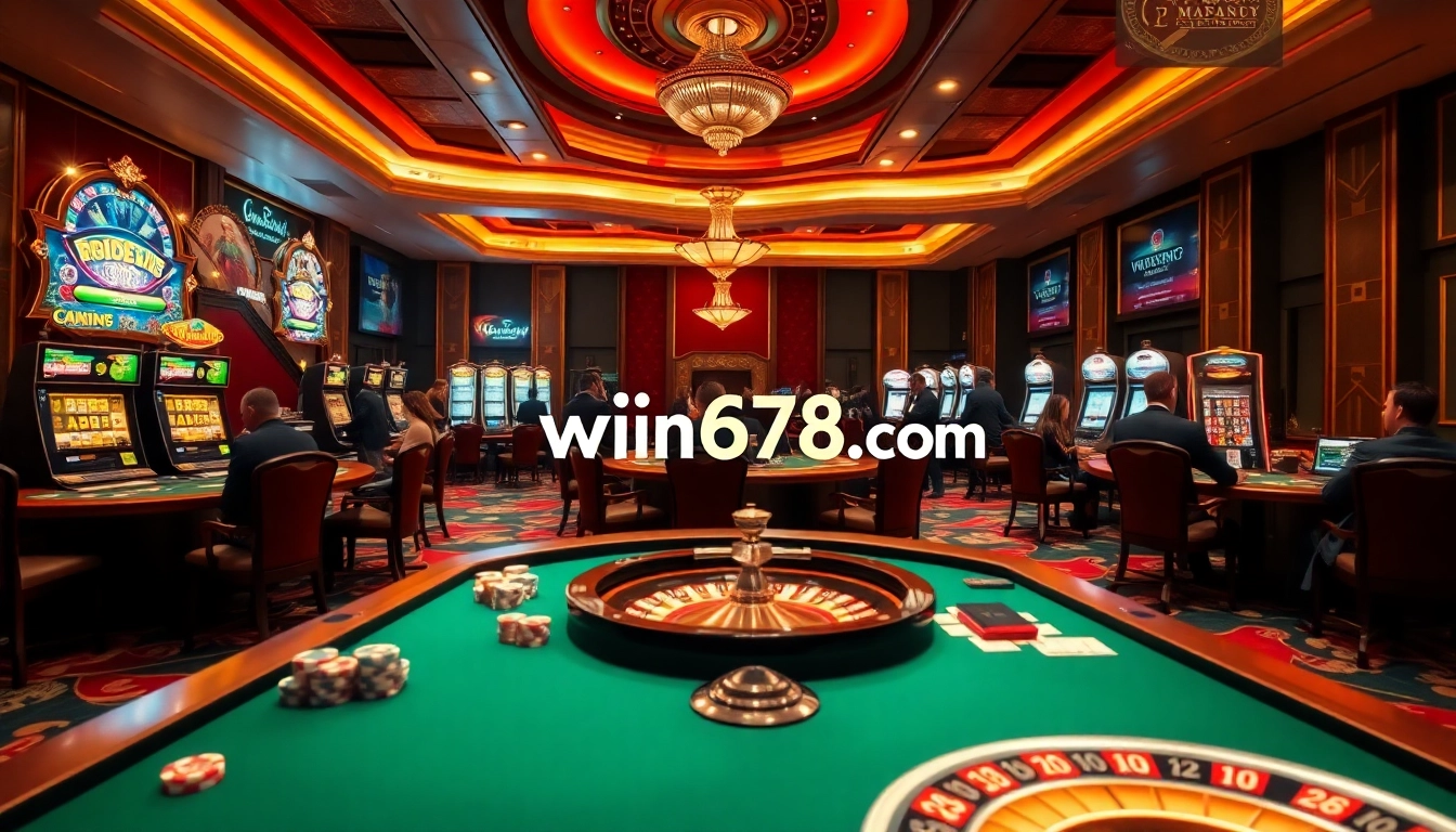 Experience thrilling gaming action at win678.com with vibrant casino tables and engaged players.