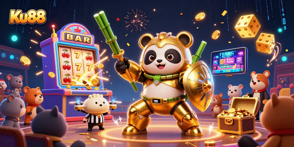 Ku88 showcases a thrilling jackpot explosion in an immersive casino environment, highlighting vibrant gaming elements and excitement.