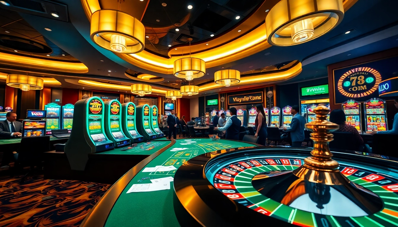 Playing high-stakes games at 78Win Com, showcasing vibrant tables and exciting action.