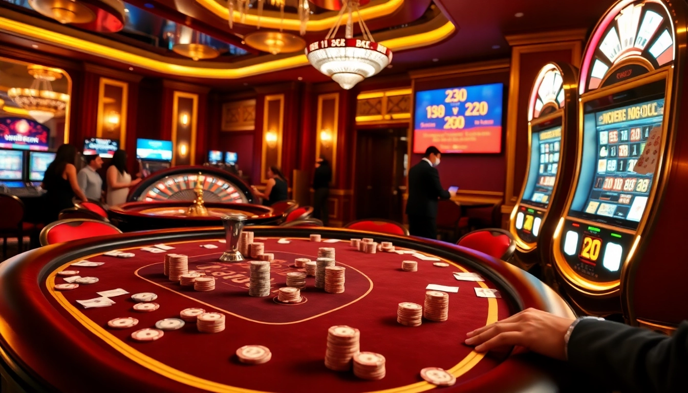 Experience the excitement at trang chủ rr88 with vibrant online gambling elements like poker tables and slot machines.