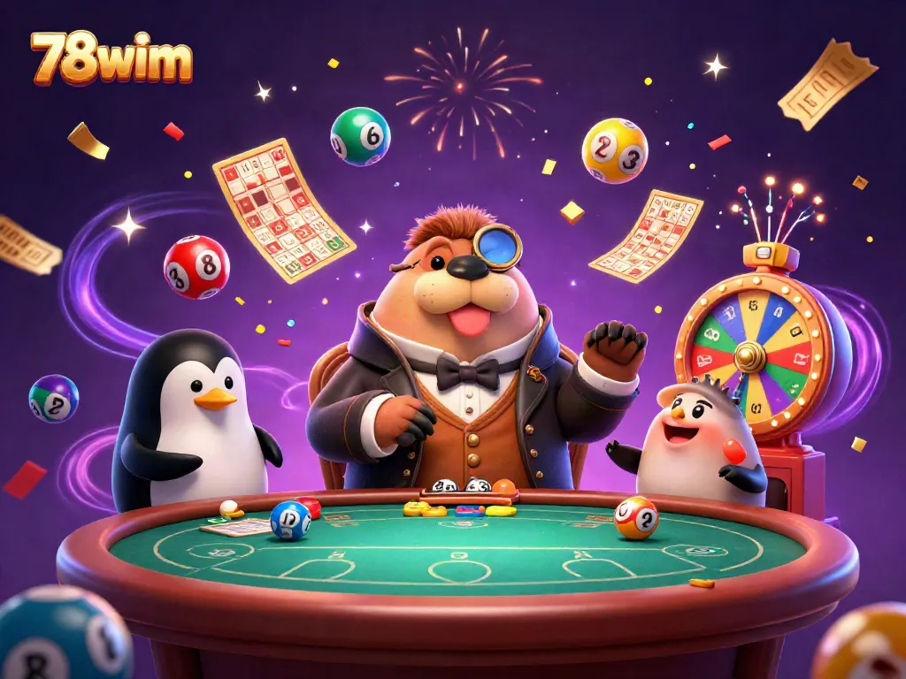 Experience festive gaming with 78wim at an underwater poker table with unique characters.
