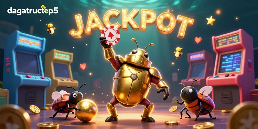 Experience the excitement of dagatructiep5 with vibrant characters and dynamic casino elements in a celebratory scene.