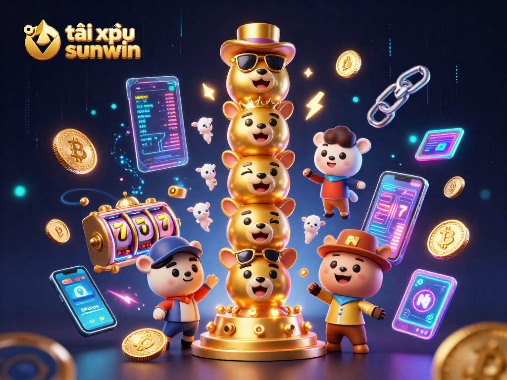 Engaging gameplay with tài xỉu sunwin highlighted amidst lively 3D casino elements and dynamic visuals.