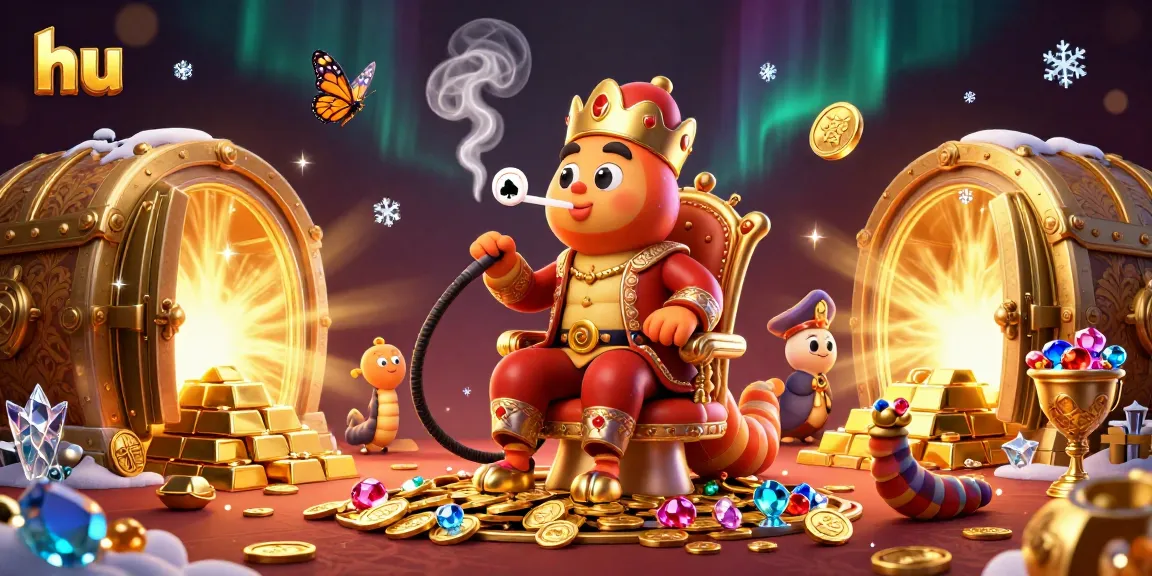 Engage with hu casino adventures as a hookah-master blows poker symbols amidst treasure delights.