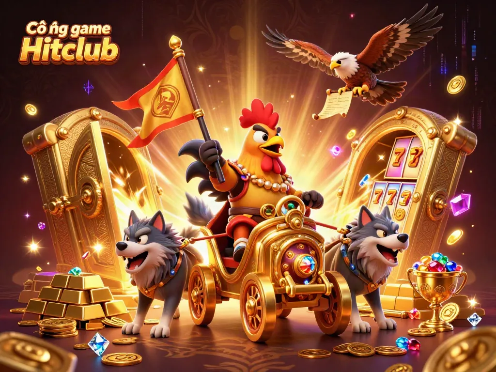 Experience the excitement of Cổng game Hitclub with a vibrant illustration showcasing thrilling gaming elements.