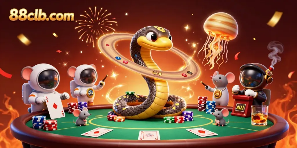 Engage in thrilling bets at 88clb-com featuring an interactive cosmic casino scene.