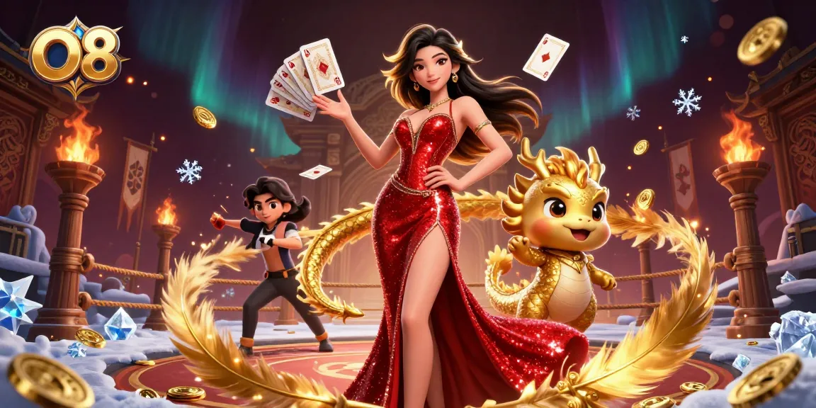 Engage in the exciting world of O8 with this vibrant casino illustration featuring dynamic game elements.