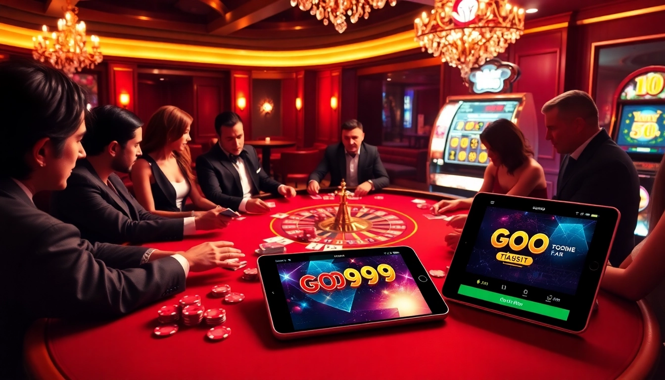 Engaging players enjoying a casino experience with go99 apk on a smartphone.