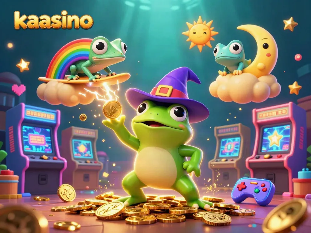 Engage in action at kaasino with a vibrant casino-themed fantasy scene featuring characters amidst golden coins.