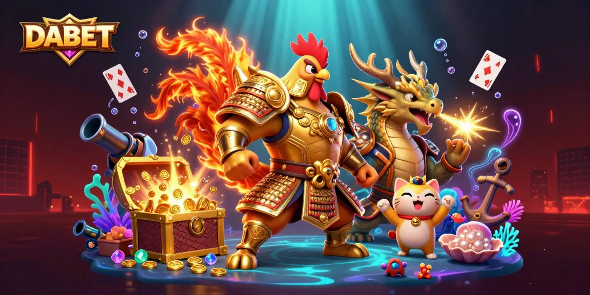 DABET players engage with the exciting underwater realm of treasure chests and dragon warriors in thrilling casino action.