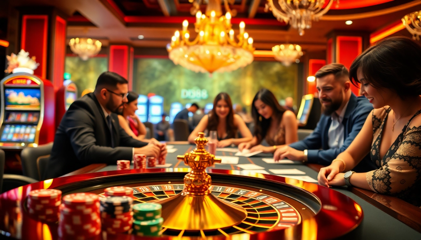 Chips poker JD88 và bàn casino tạo ra bầu không khí cờ bạc đầy phấn khích.