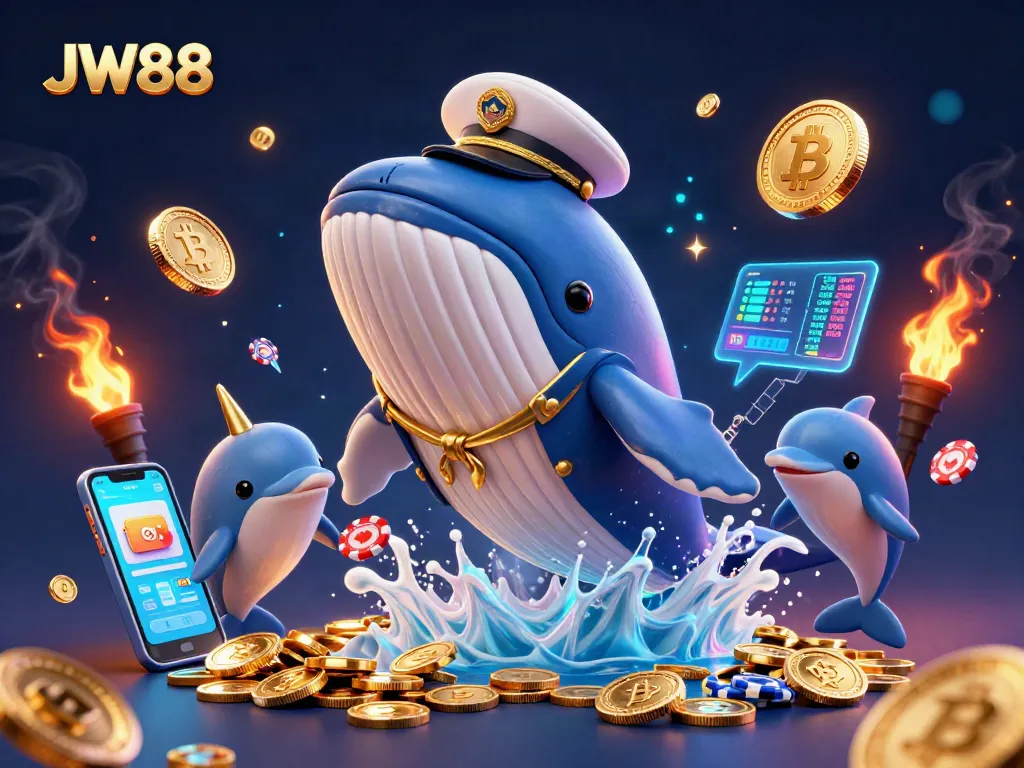 Engage with JW88 by discovering thrilling casino adventures amidst a lively scene of animated characters.