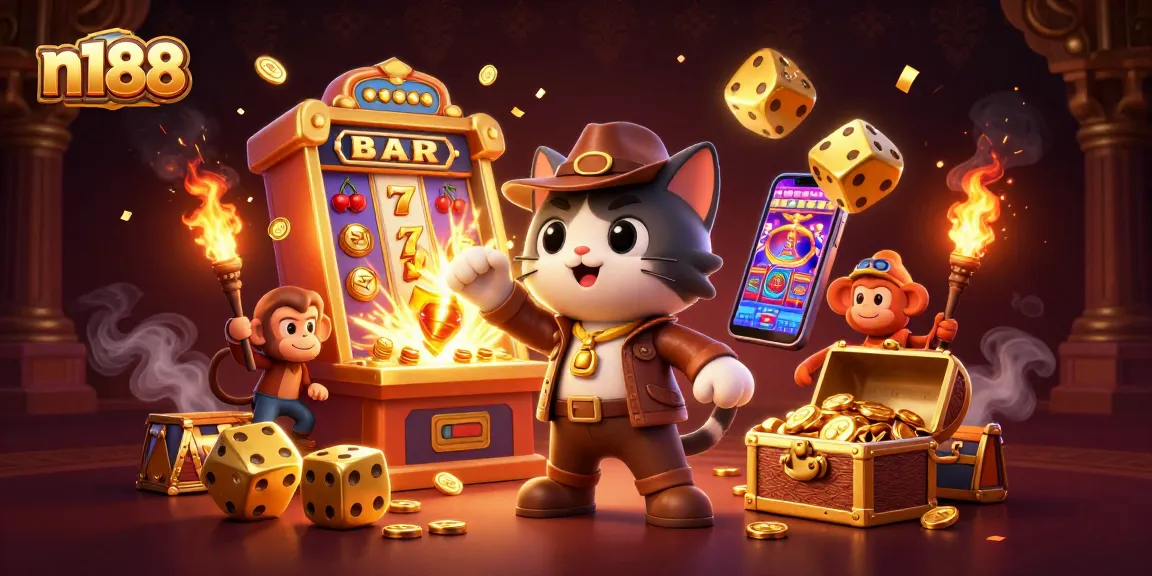 Experience the vibrant n188 casino world with a treasure-hunting cat and explosive jackpots.