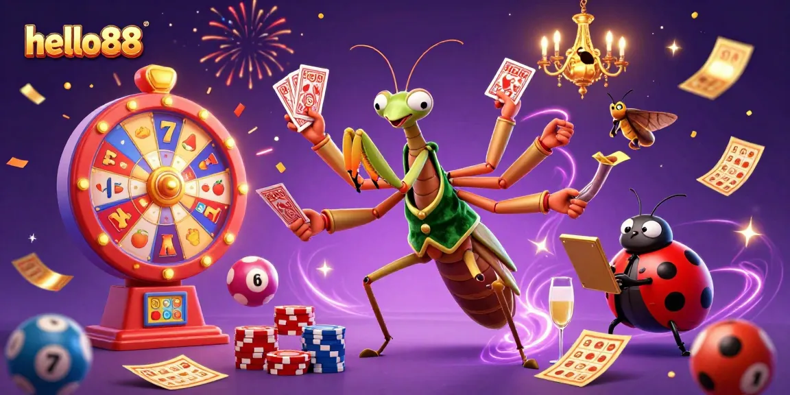 Engage with exciting games at hello88 featuring vibrant slot reels and animated characters
