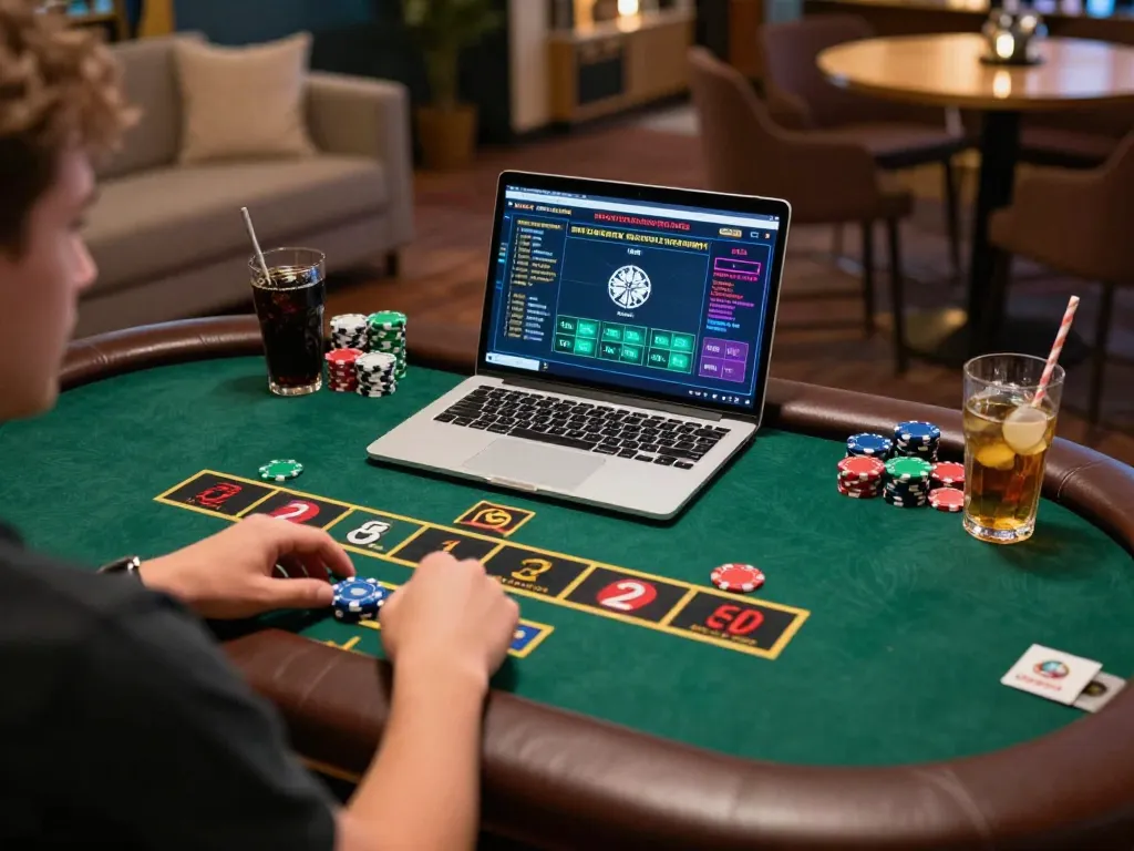 Engaged player enjoying 888slot games online with vibrant live dealer backdrop
