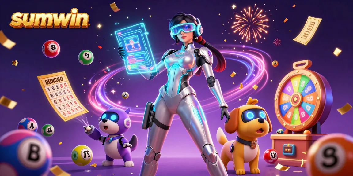 Engage with sumwin's vibrant lottery scene featuring colorful elements and futuristic visuals.