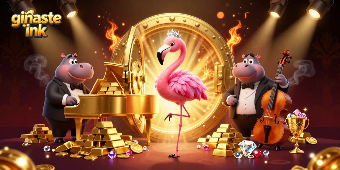 Experience the excitement of ginaste ink with vibrant characters amidst casino treasures.