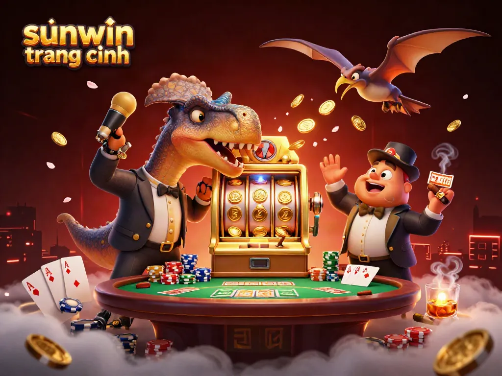 Win big at sunwin trang chính with a dynamic casino scene featuring a pachycephalosaurus and more!