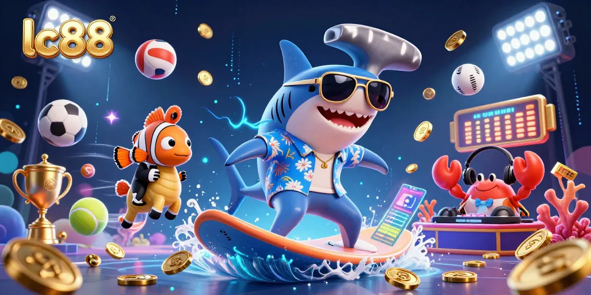 Experience unique gaming adventures with lc88 in this vibrant 3D casino scene full of energy!