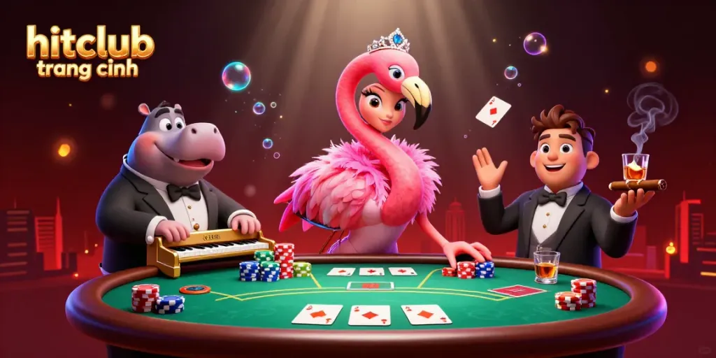 Join the excitement at hitclub trang chính with vibrant 3D characters in a dynamic casino scene
