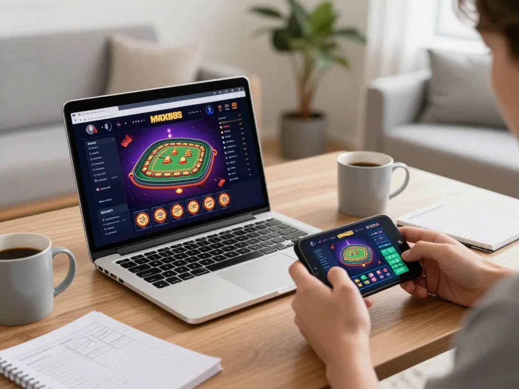Experience thrilling gameplay with max88s on a stylish home gaming setup