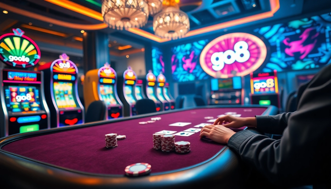 Experience thrilling gameplay at the go8 casino with vibrant poker tables and dynamic slot machines.