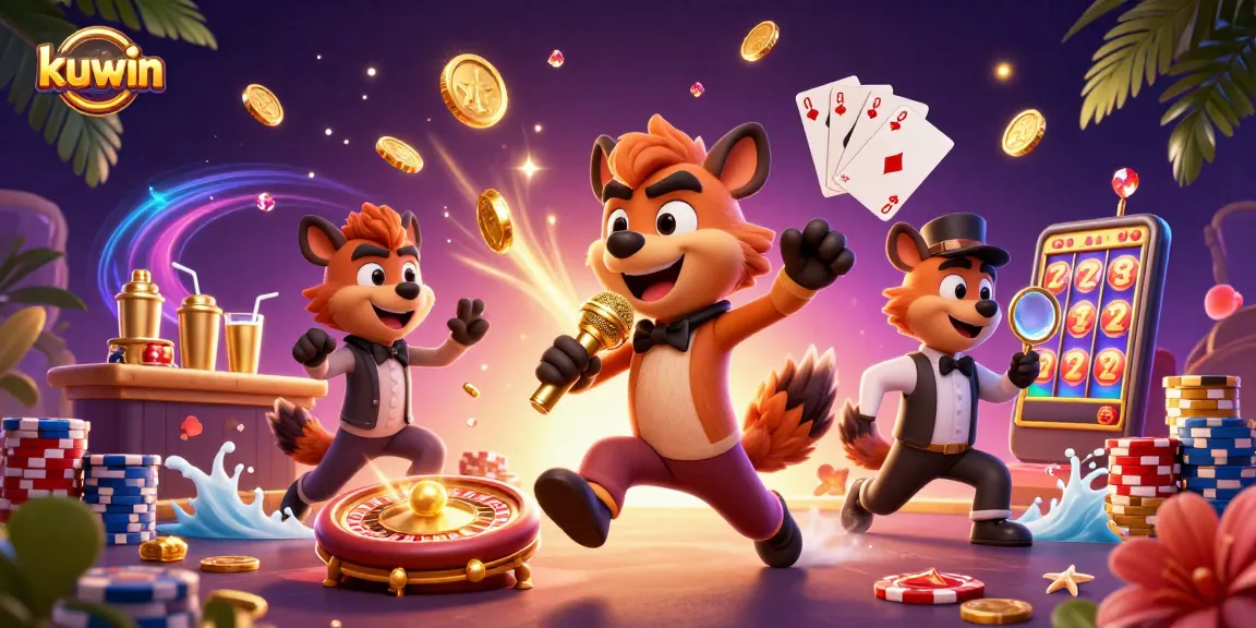 Play exciting kuwin casino games with dynamic hyena characters and vibrant casino elements in action