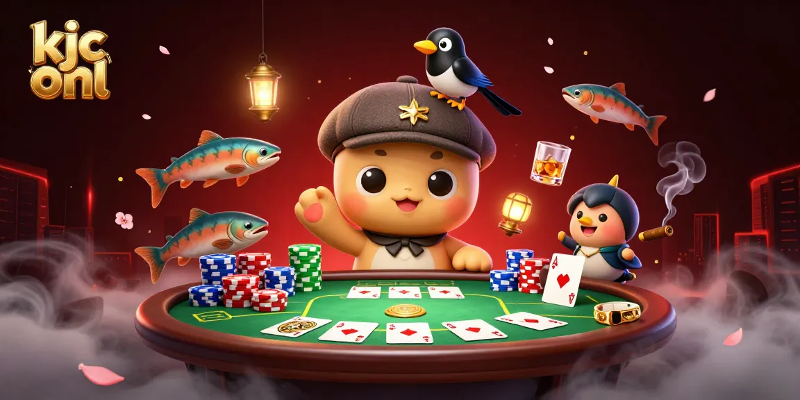 Engage in thrilling casino action with kjc onl featuring a charming Nessie and vibrant poker elements.