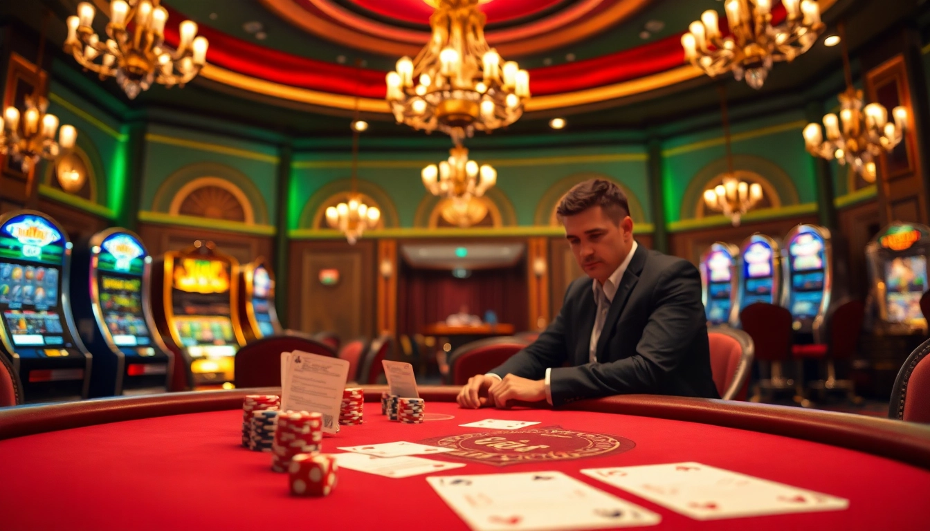 Engaging poker table scene featuring https://9bet9.in.net/ with rich colors, cards, and chips, exuding excitement.